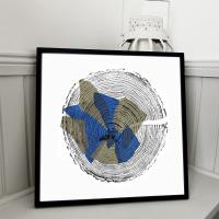 Gold and Navy larch Tree Ring Print - additional view