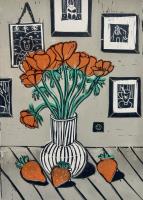 Still life with flowers and strawberries by Luba Basin
